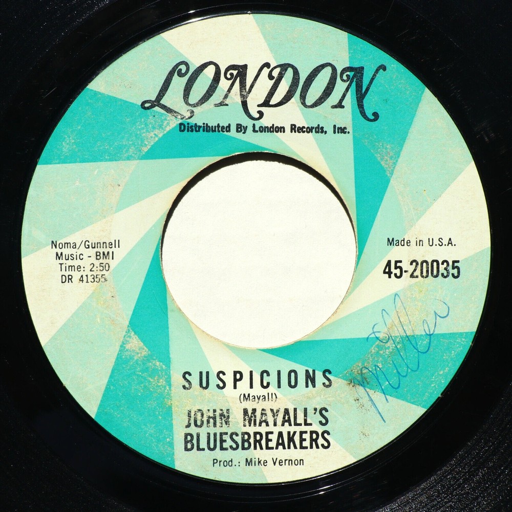 John Mayall's Bluesbreakers *Suspicions/Oh, Pretty Woman* 45 Vinyl 7" Record #3